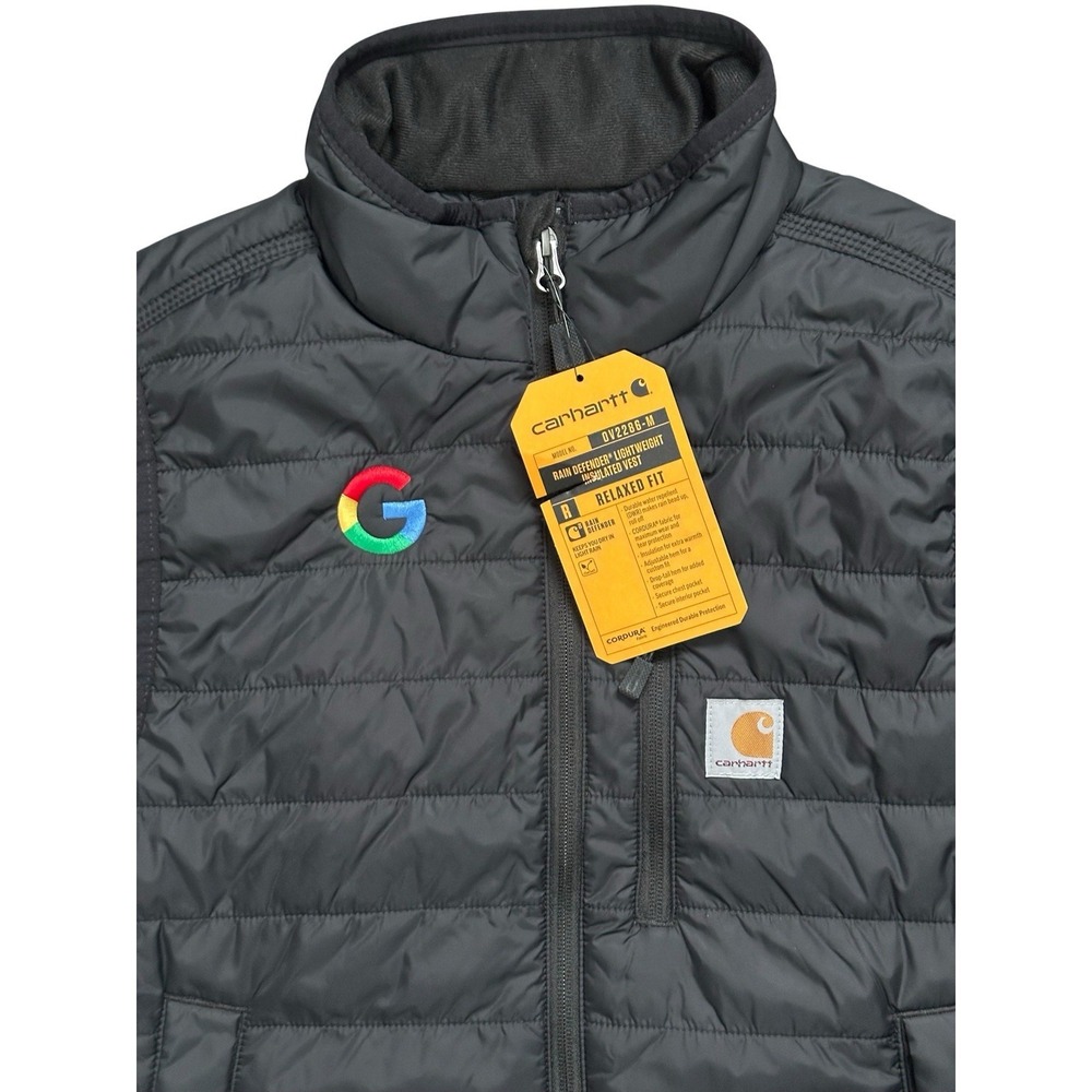 Carhartt Rain Defender Lightweight Insulated Mens Black Vest w Google Logo - Picture 5 of 10